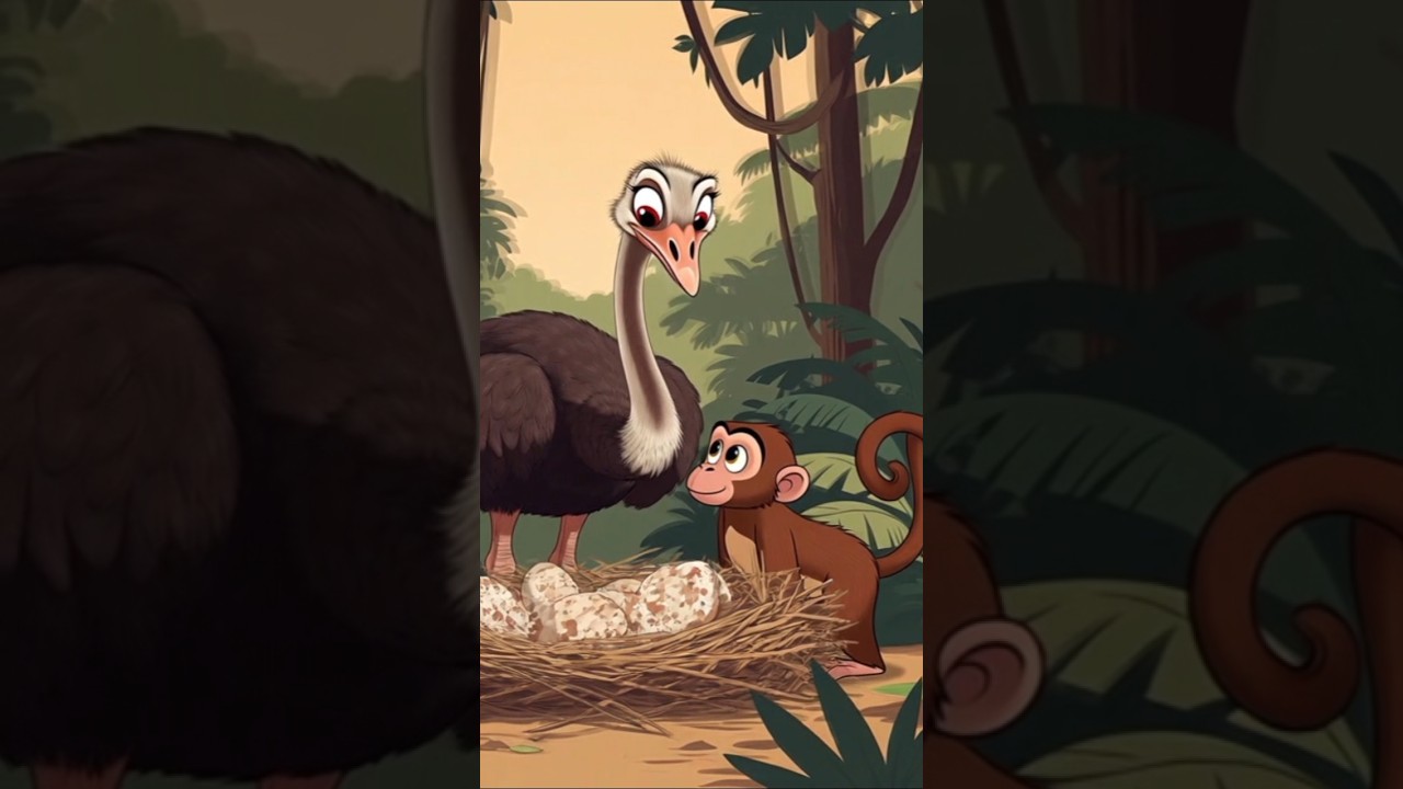 The bird is taking care of its eggs in its nest.Then a mischievous 🐒 