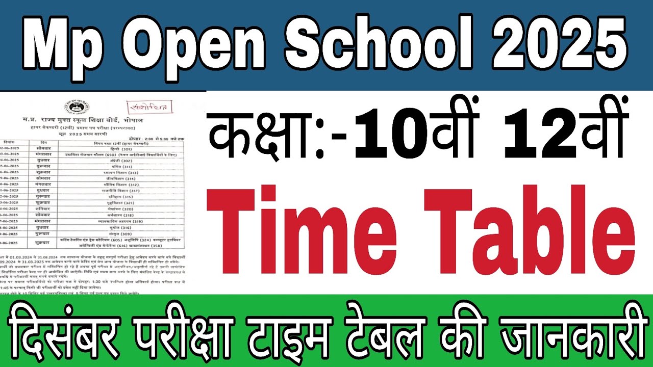Mp Open School December Exam 2025 | Mp open school exam 2025 | Time Table 10th 12th Exam Kab honge