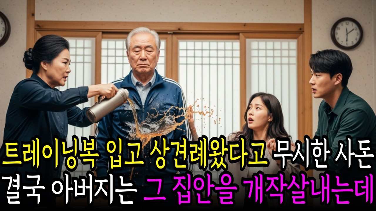 상견례 날 낡은 트레이닝 복 입고 왔다고 개멸시한 사돈댁...  외동딸 파혼 후 건설재벌회장 아버지는 그 집안을 박살내는데...