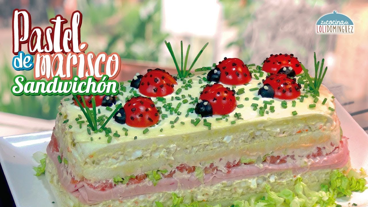 Receta Riquisimo pastel frio o sandwichón de marisco, receta muy fácil. Loli Domínguez