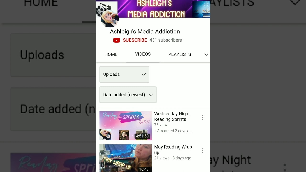 Ashleigh's Media Addiction Scottish Booktuber Film-Reviewer needs 500 Subscribers