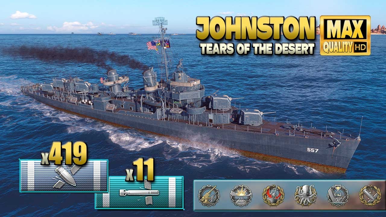 Destroyer Johnston has fun with 2 CVs - World of Warships