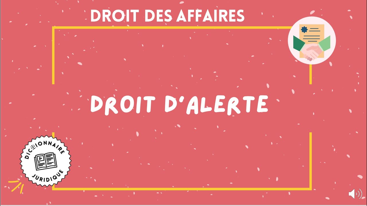 DROIT D'ALERTE en droit des entreprises en difficulté 🔤