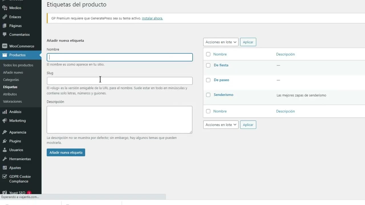 Etiquetas y atributos #taxonomia #atributos #woocommerceplugin