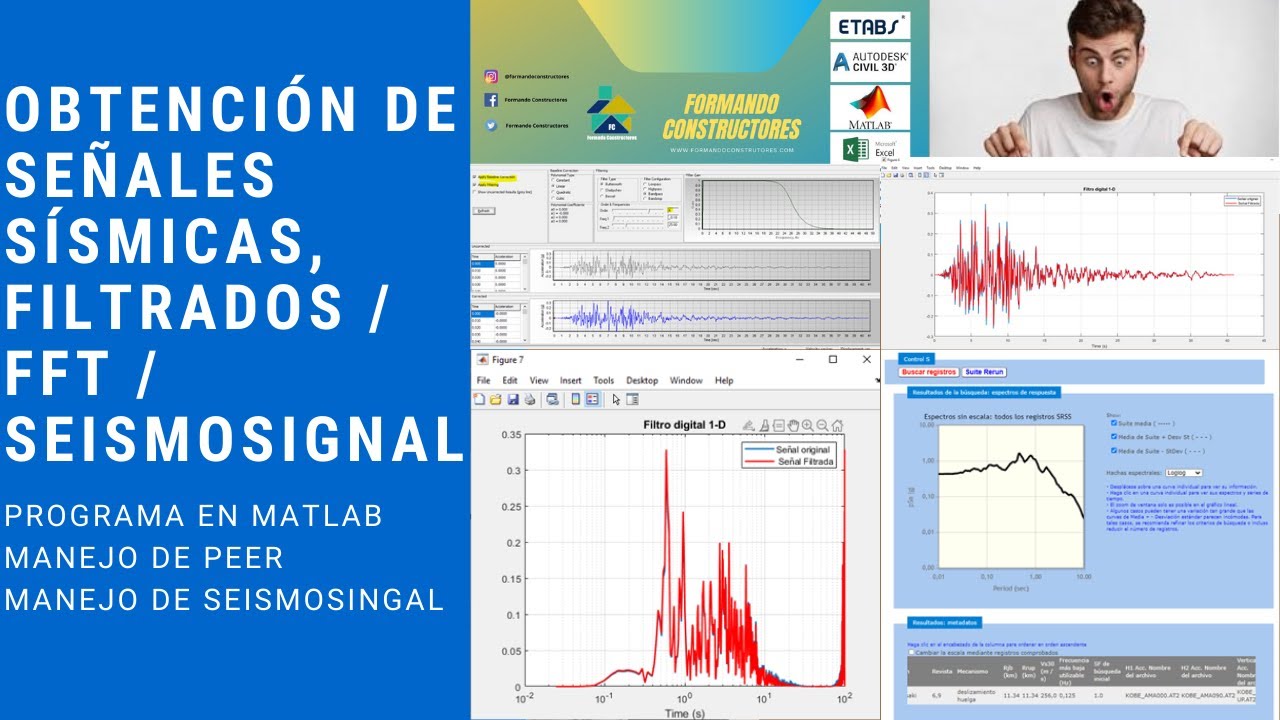 Obtención de SEÑALES SÍSMICAS en PEER, FILTRADO en MATLAB y SEISMOSIGNAL