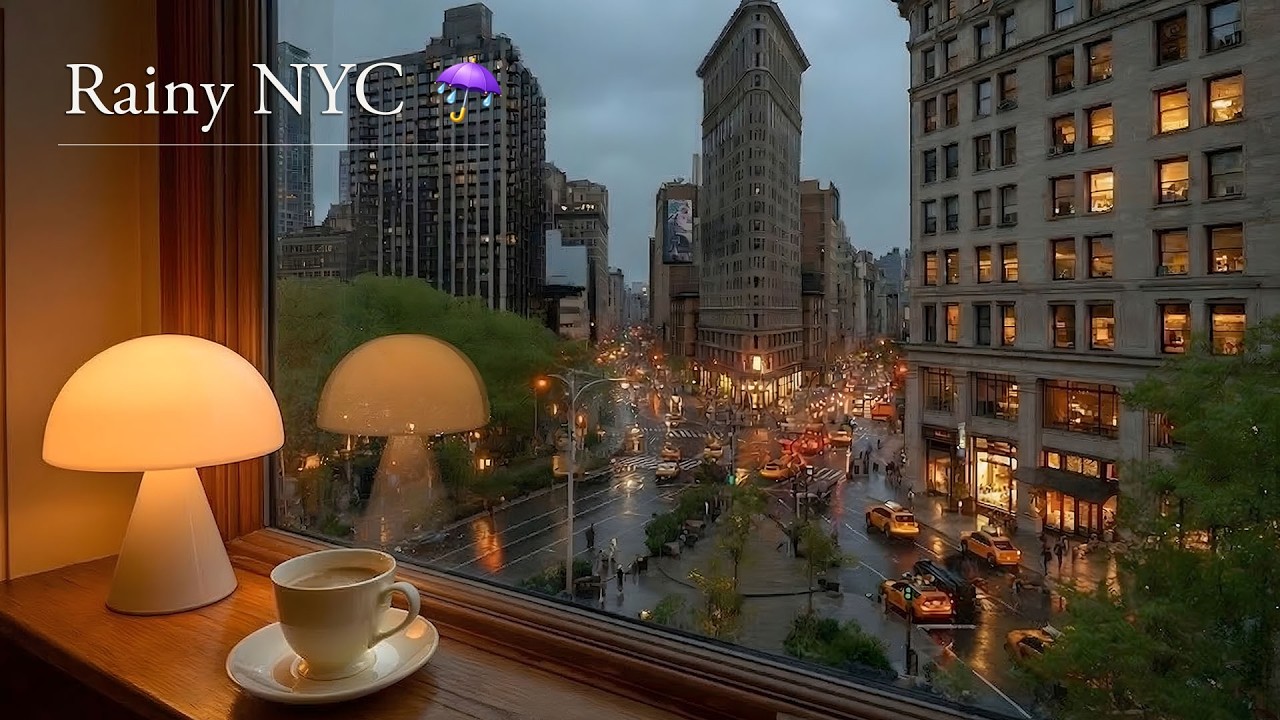 Rainy Evening in NYC  🏙 Flatiron Building | 4 Hours Jazz for Deep Focus
