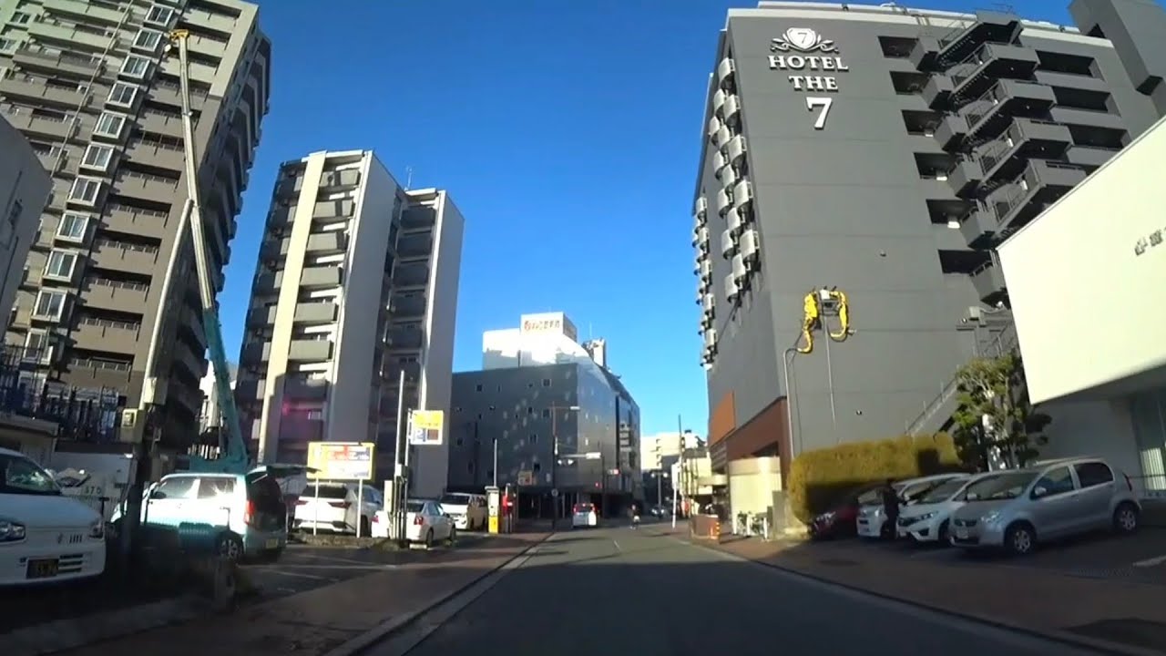 【大分熊本旅】熊本市中央区通町にあるホテルザセブン熊本から二の丸一丁目にある熊本城前の城彩苑駐車場までドライブ🚗💨