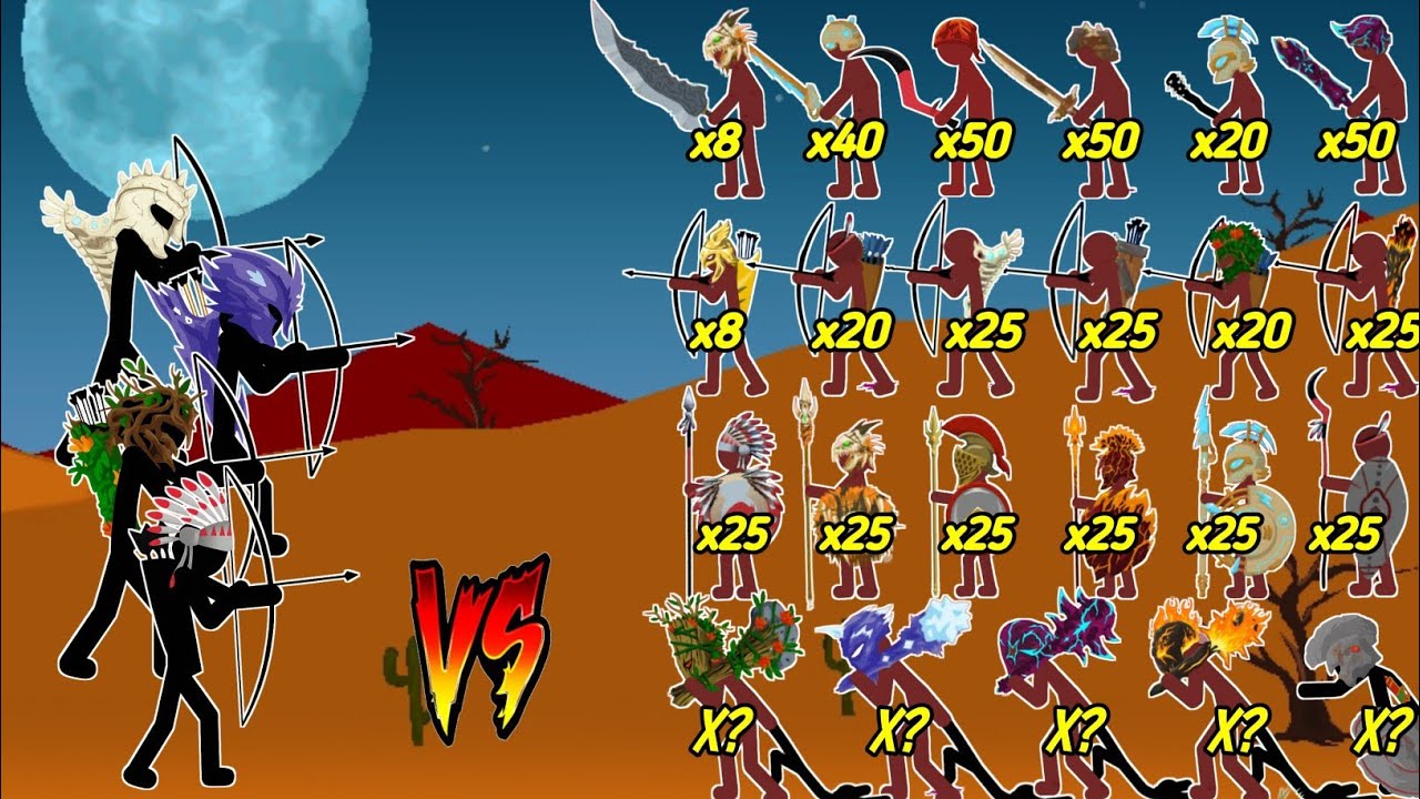 4 генерала-лучника против армии из более чем 200 красных человечков-стикменов 🔥 Кто выживет? | St...