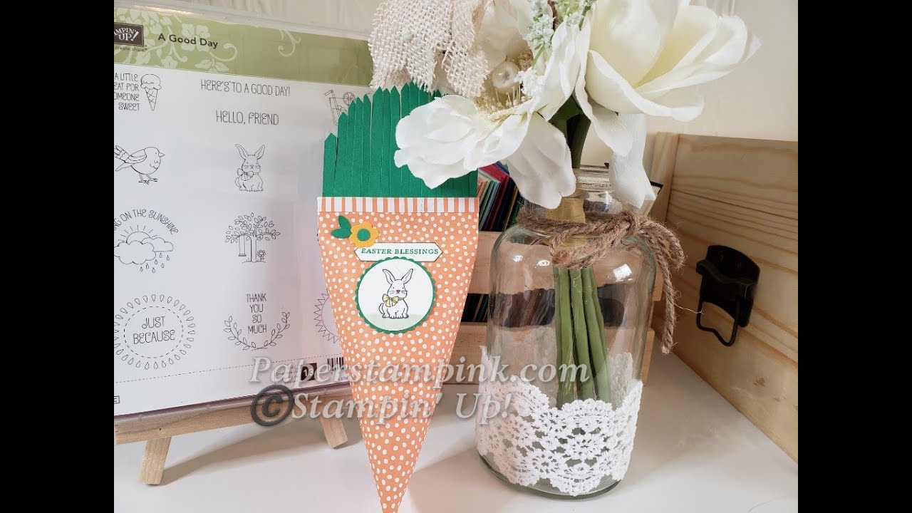 Giveaway! And Easter Carrot Pouch--Self Closing Sour Cream Pouch Stampin' Up!