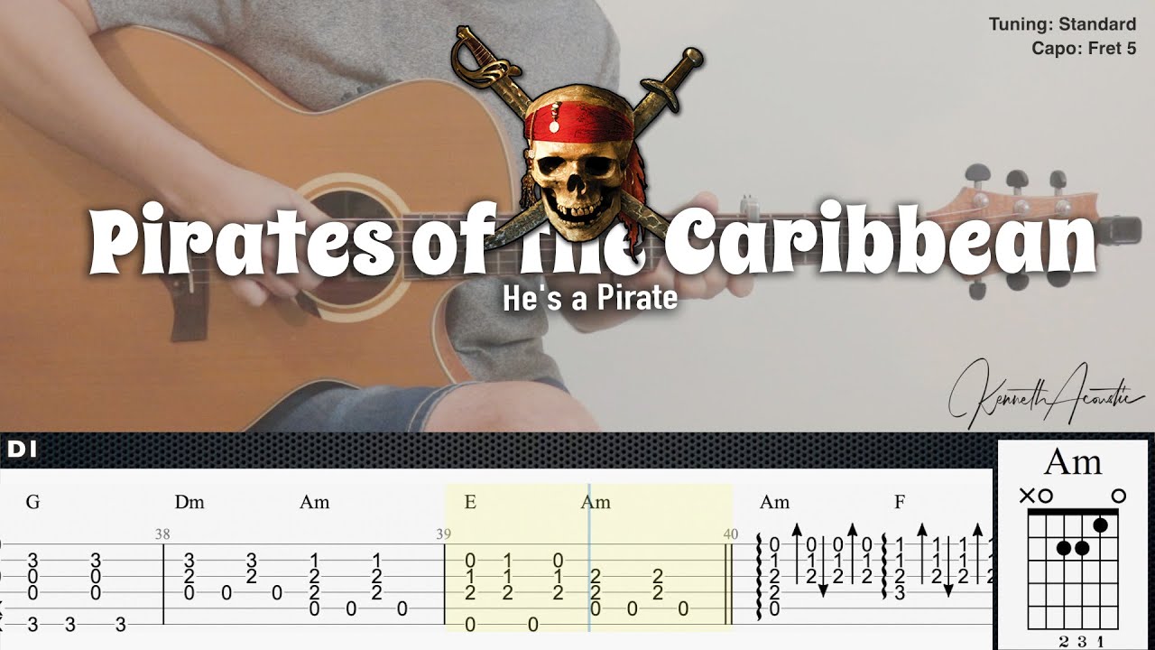 Pirates of the Caribbean (He's a Pirate) - Hans Zimmer | Fingerstyle Guitar | TAB + Chords + Lyrics