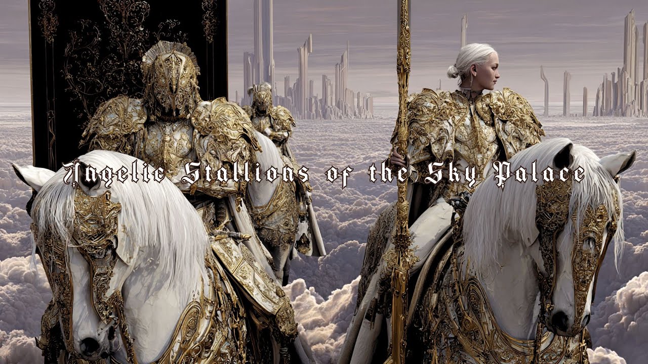 Angelic Stallions of the Sky Palace | A Journey Through Divine Fantasy Realms