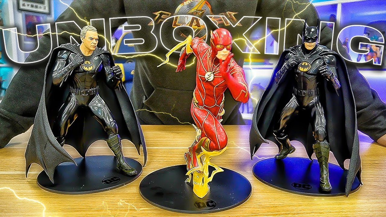 Las figuras de MCFARLANE de THE FLASH⚡️Batman, Batman sin máscara y Flash⚡️¡Alucinantes!