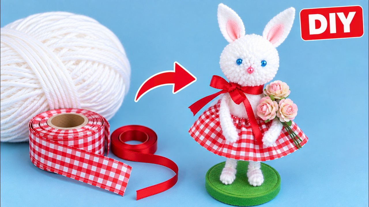 Очаровательная Маленькая Зайка из Ниток для вязания 🐰🧶🐇 Cutest Bunny of yarn making 🌟 DIY NataliDoma