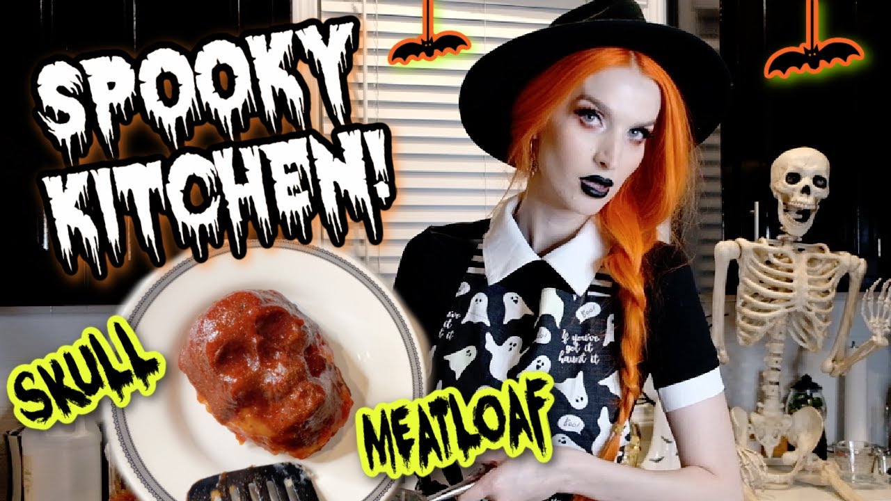 SPOOKY KITCHEN!! SKULL MEATLOAF W. MASHED POTATO BRAINS!!!