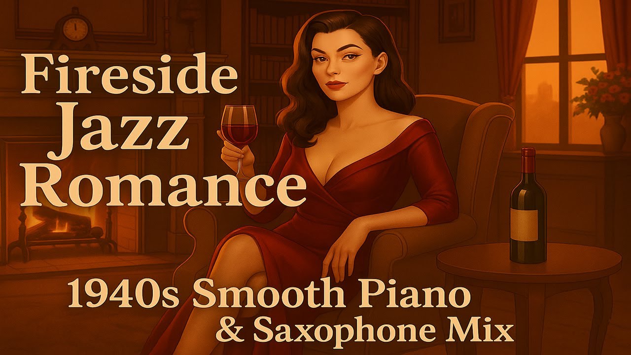 Cozy Fireside Jazz & Wine 🍷 | 1940s Smooth Piano & Saxophone Mix – 1 Hour Romantic Lounge