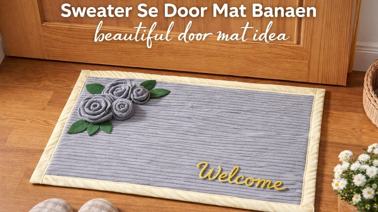 स्वेटर से डोर मेट बनाना सीखे 🤩 | beautiful door mat 💡 #video @Rehana_stitching 