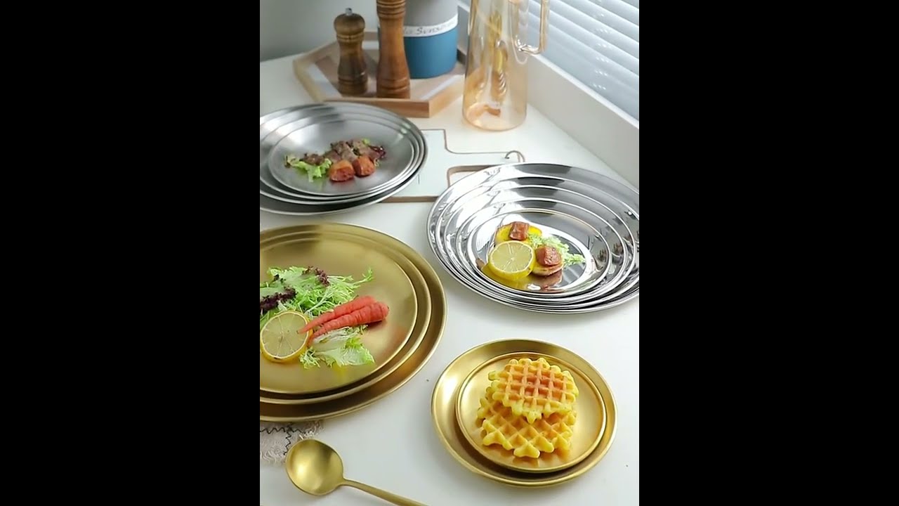 Stainless Steel Tray Set, Round Tray