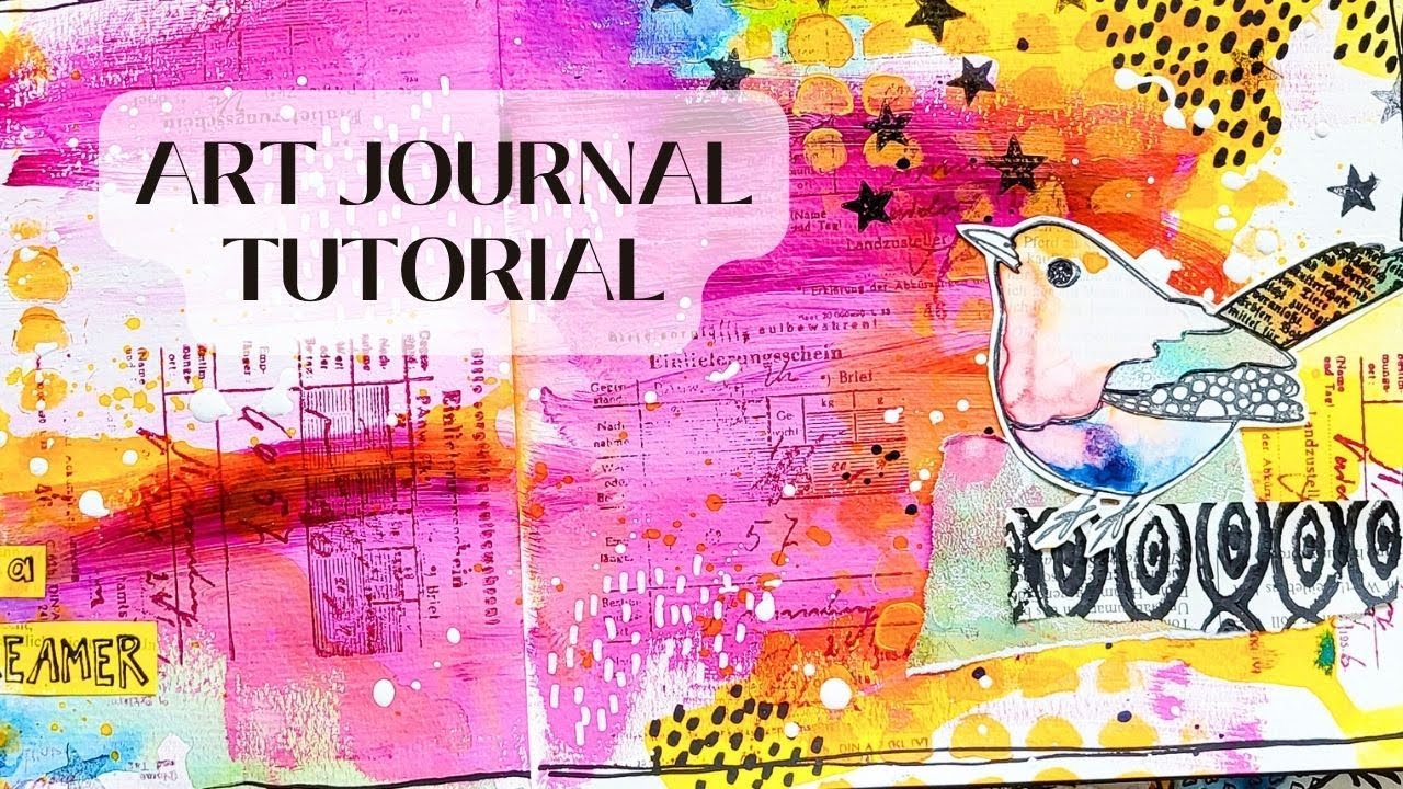 Easy Mixed Media Art Journal Tutorial for Beginners & a Fun Way to colour in Stamps
