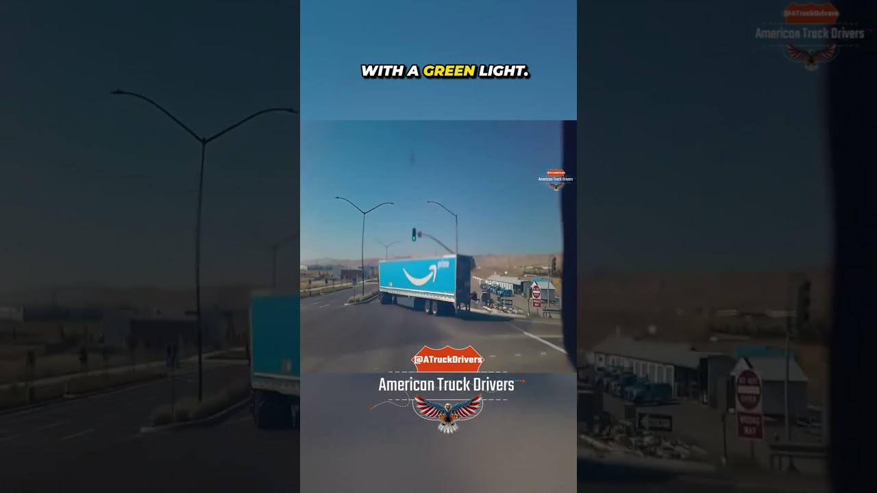Amazon Truck Cuts Across Green Light, Forcing Sudden Evasive Maneuver