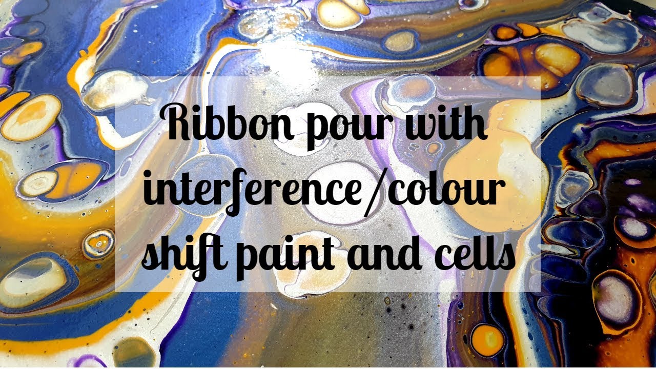 156 - Acrylic Pour - Wandering Ribbon Pour with Interference Paint