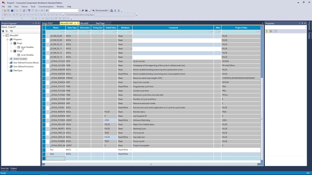 Creating variables in Connected Components Workbench
