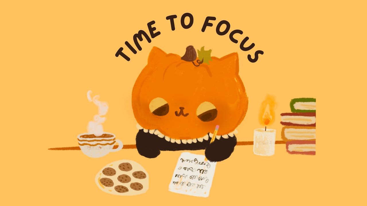 Autumn Pomodoro Timer 🍂 | 30/5 Study with Cozy Jazz & Pumpkin Cat Animation 🎃 5 minutes to get ready