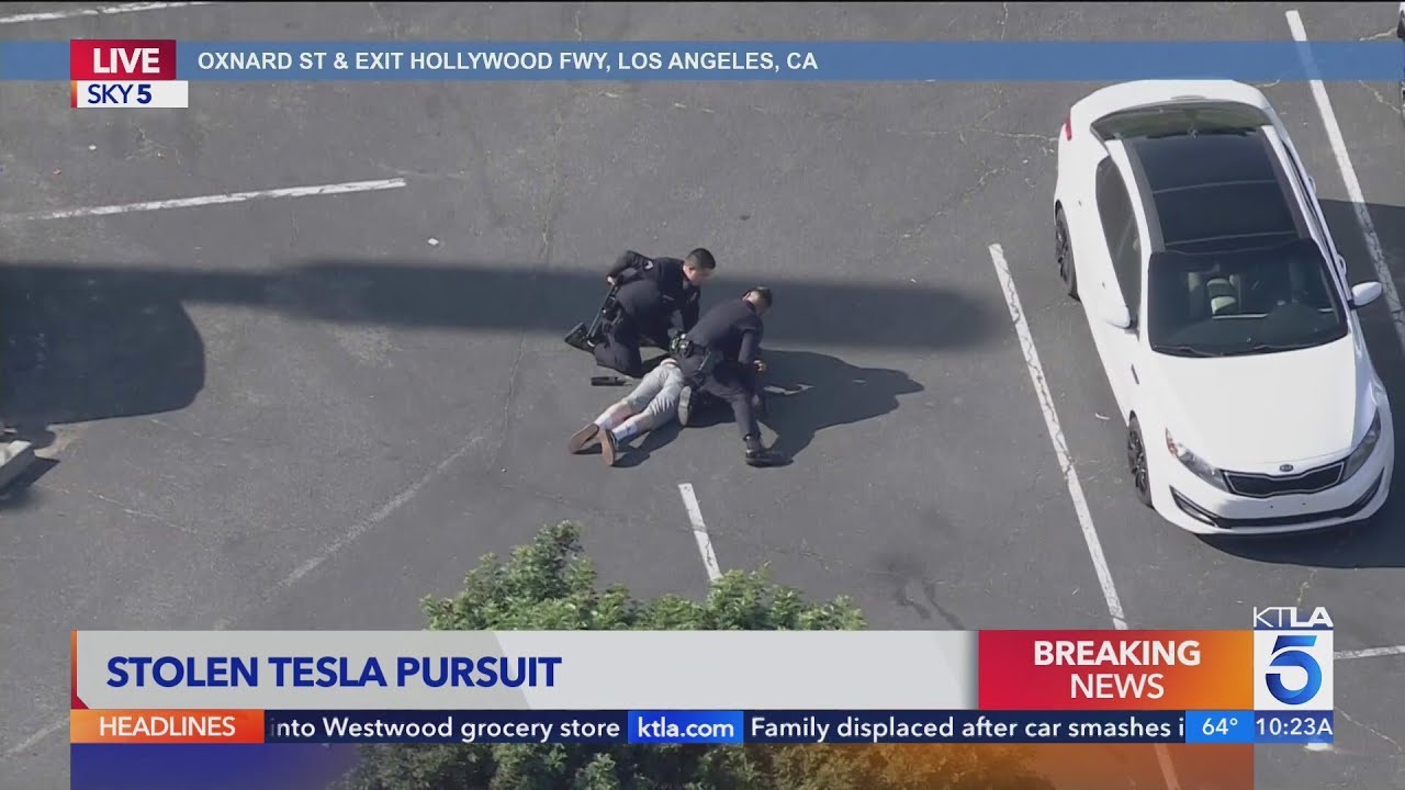 Authorities chase, detain stolen Tesla driver in L.A.