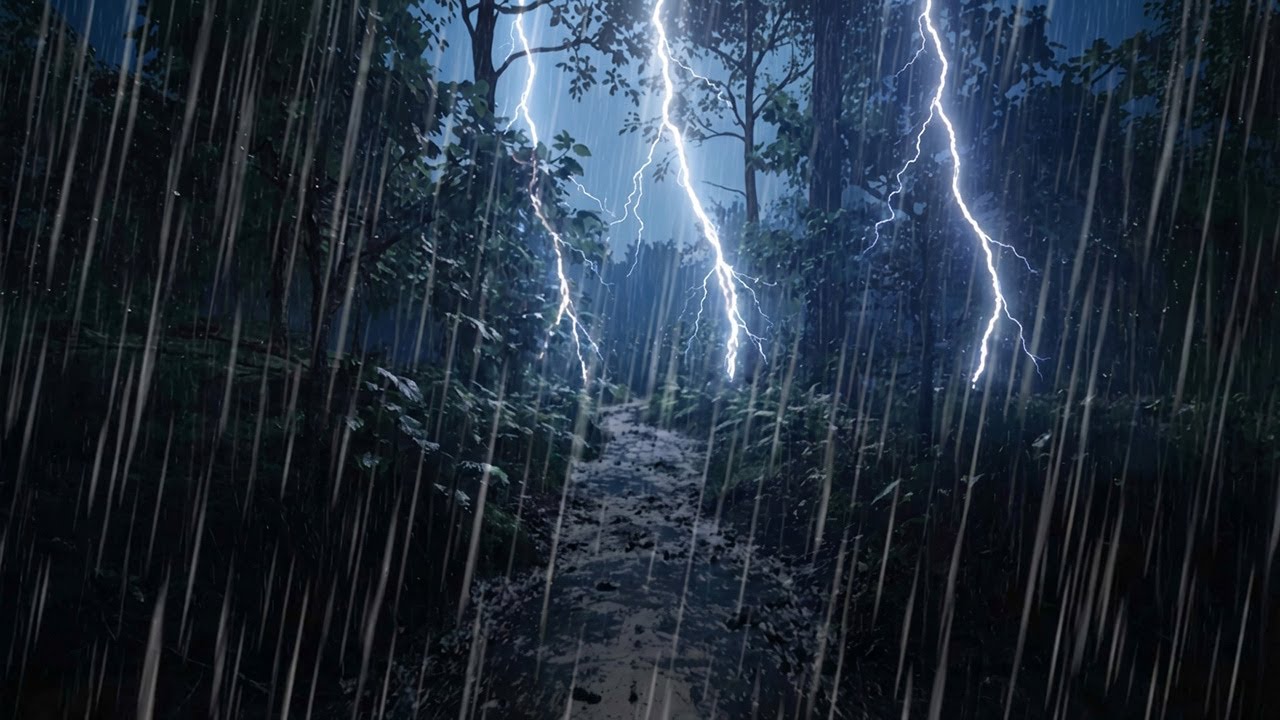 Night Forest Heavy Rain 🌧️  Deep Sleep Rain Sounds, Fall Asleep Fast, Stress Relief