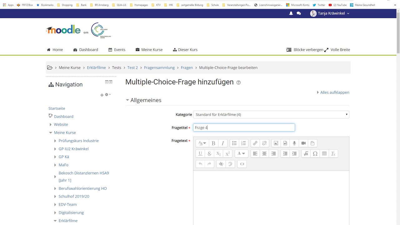 moodle: Tests erstellen