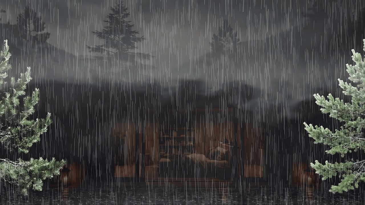 Deep Mountain Rain at a Quiet Cabin (No Ads) | Dark Screen Rain Sounds for Deep Sleep