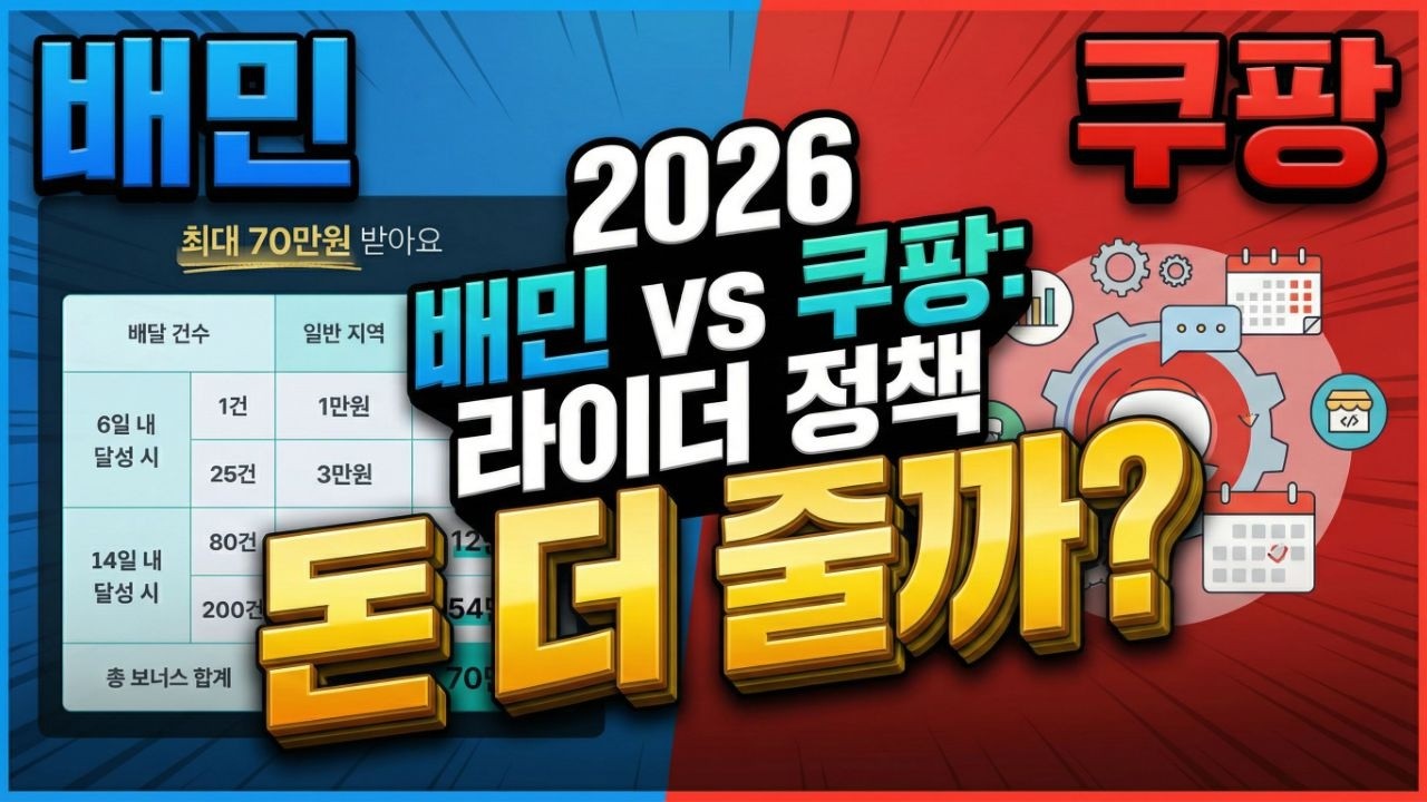 2026년도 배민 vs 쿠팡의 배달라이더 정책에 관한 뱡향에 대해 자료를 가지고 이야기 합니다. (배민 부스트 지역이 있다고?!)