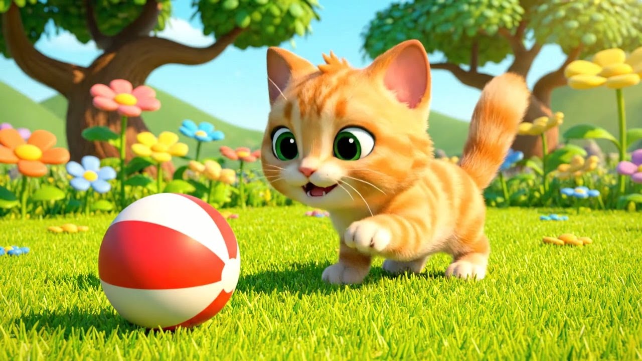 Cinco Gatitos Bebés Tontos Haciendo Rodar la Bola | Canción Divertida para Niños | Rimas Infantiles