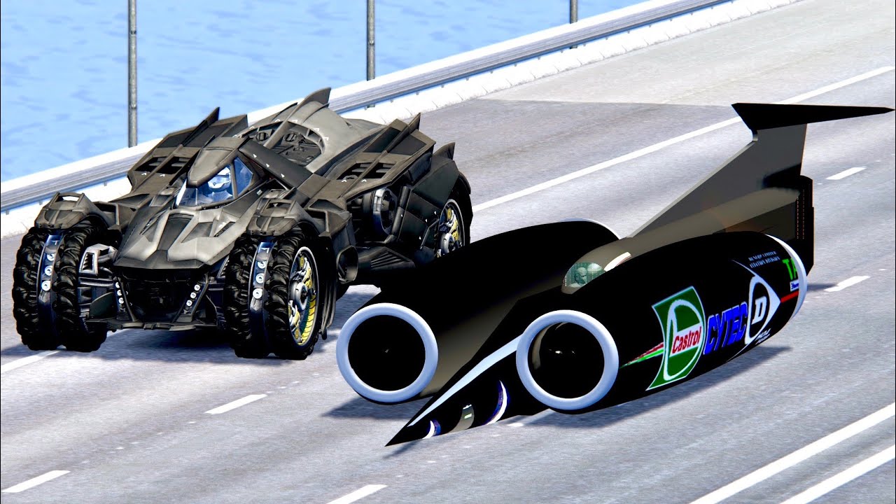 Thrust SSC Fastest Car In The World vs Batmobile - Drag Race 20 KM