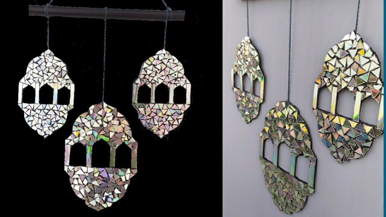 DIY Handmade Ramadan Lantern For Wall Decor Idea Waste CD || Eid  Decoration Idea || Art Ideas