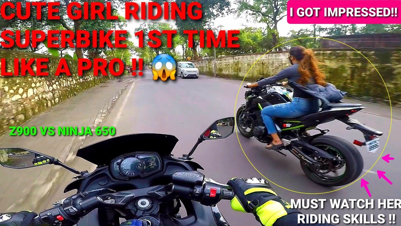 Cute Girl Riding Superbike for the 1st Time|Got Impressed by her skills|Z900 Rider
