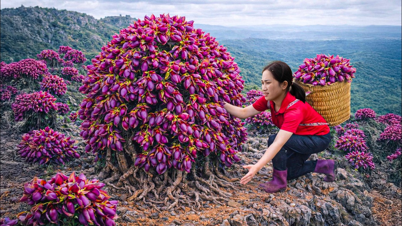 Harvesting Giant Blood Dragon Flowers on Rocky Mountain | Rare Flower Harvest Sold Out Fast