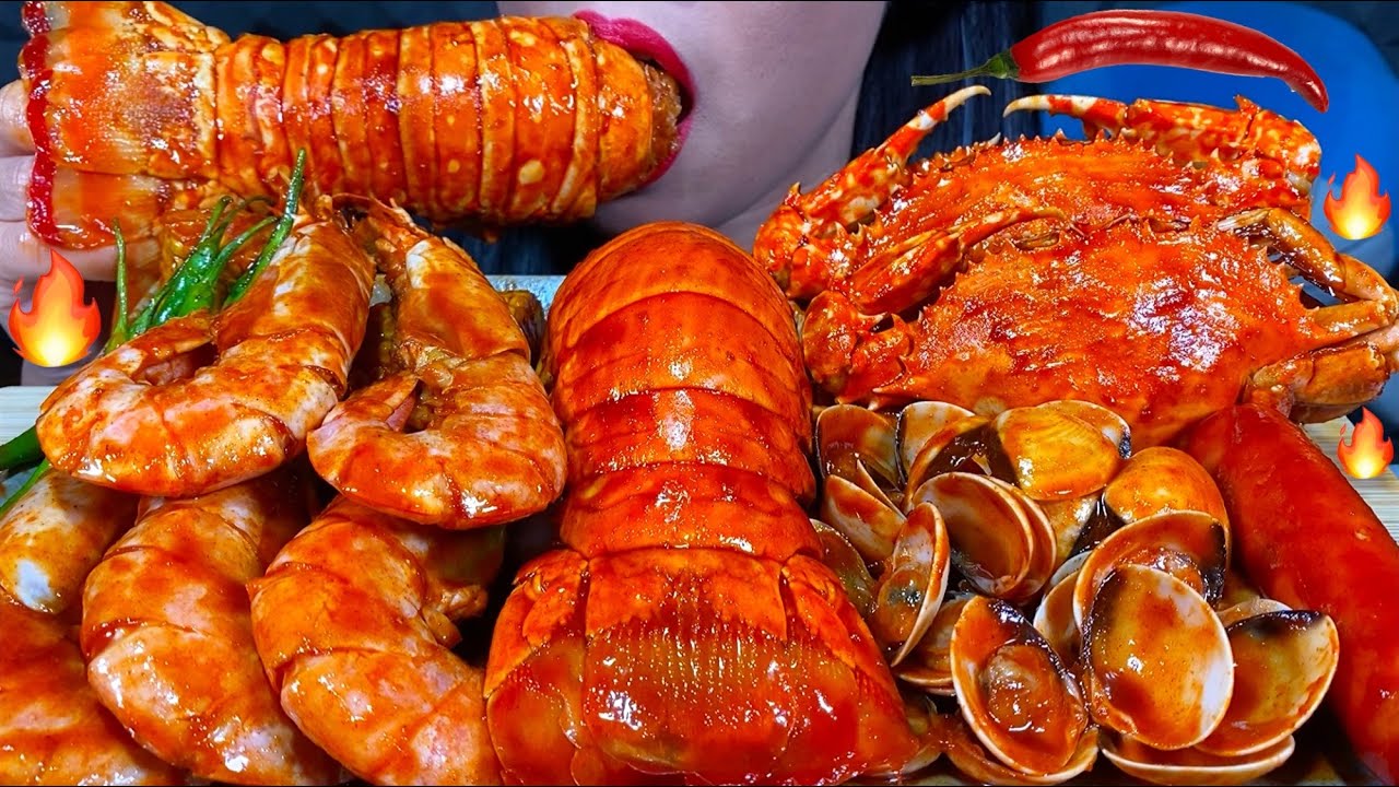 ASMR SPICY SEAFOOD BOIL *makanan laut pedas* 먹방 MUKBANG MASSIVE Eating Sounds