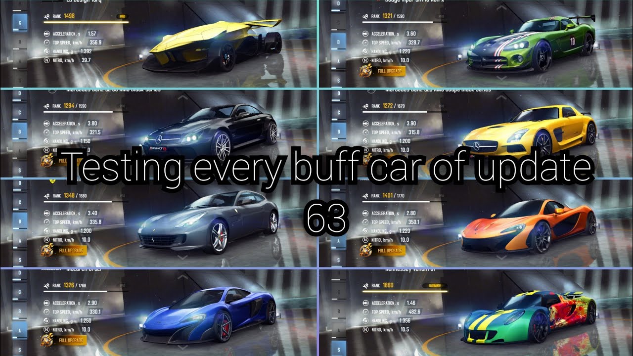 Asphalt 8 | Testing every buff car of update 63✅
