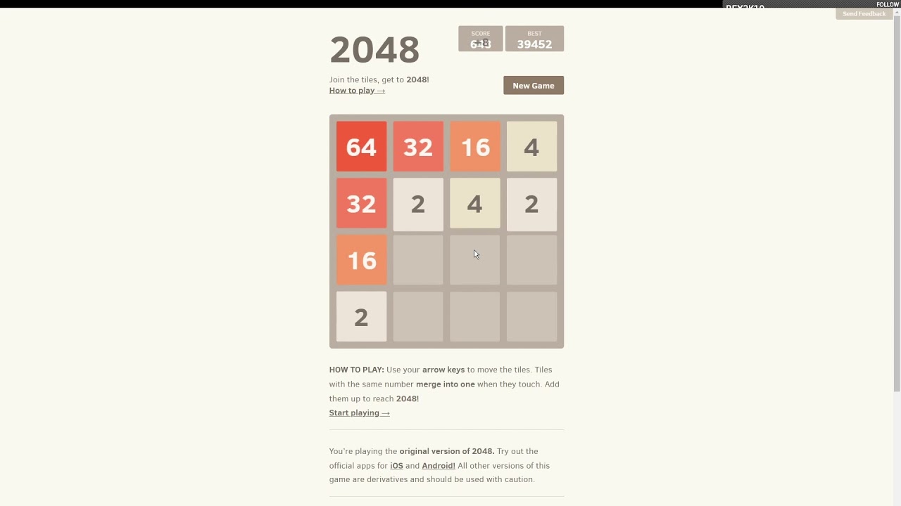 [ASMR] 2048 (Keyboard sounds, No Talking)