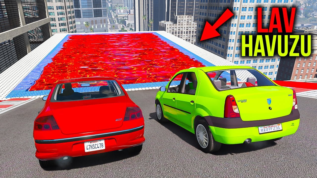 Dacia vs Peugeot Ailesi Arabalar Lav Havuzuna Atlıyor !!! GTA 5