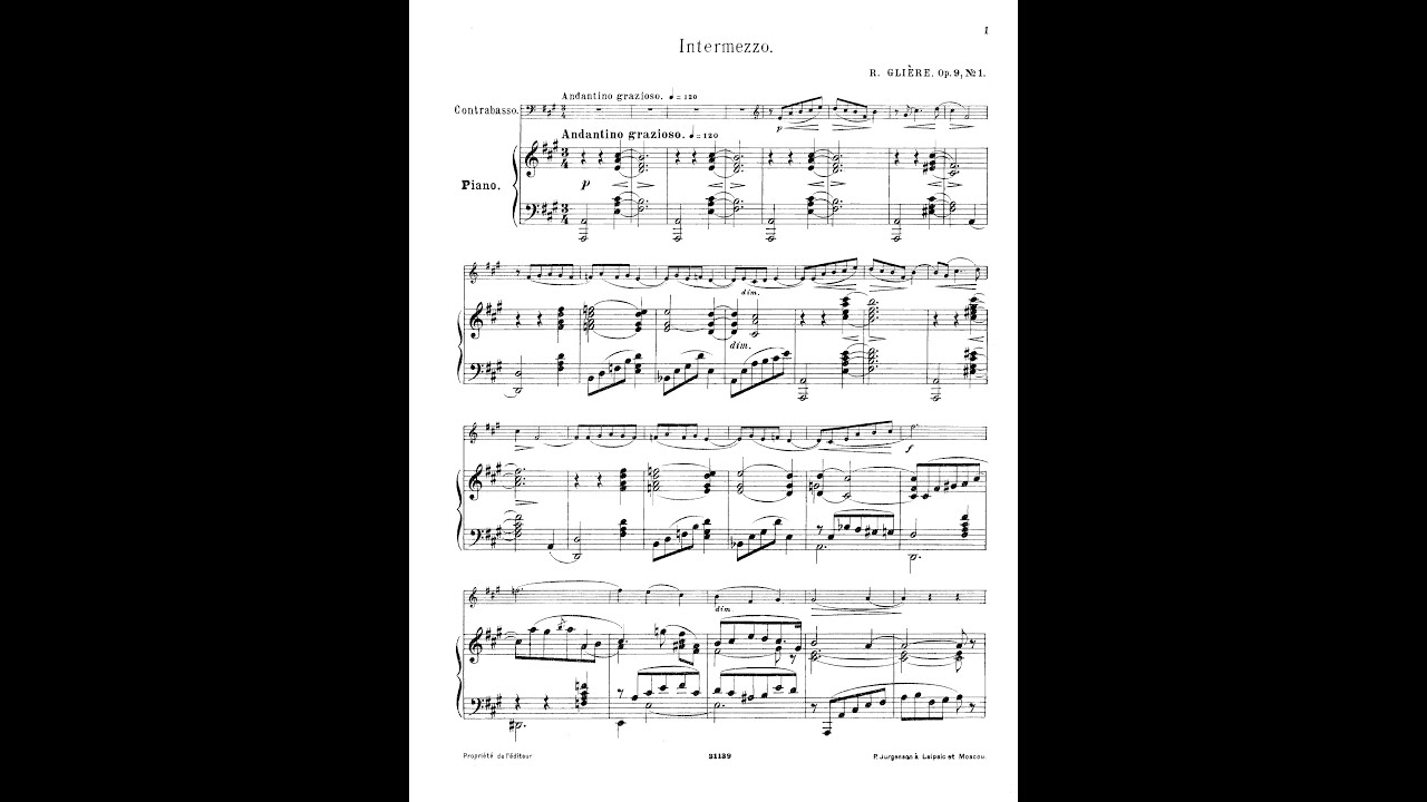 Reinhold Glière – Intermezzo (Double Bass & Piano)