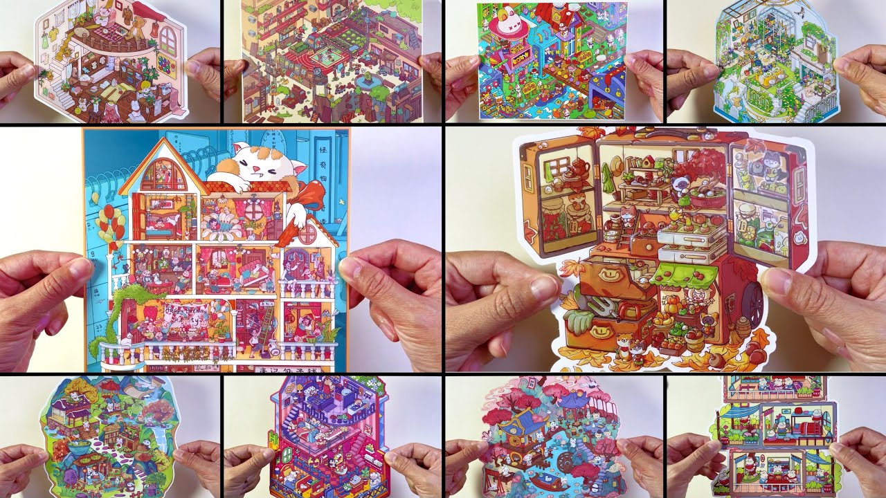 [ASMR]DIY 21 different styles of scene stickers~