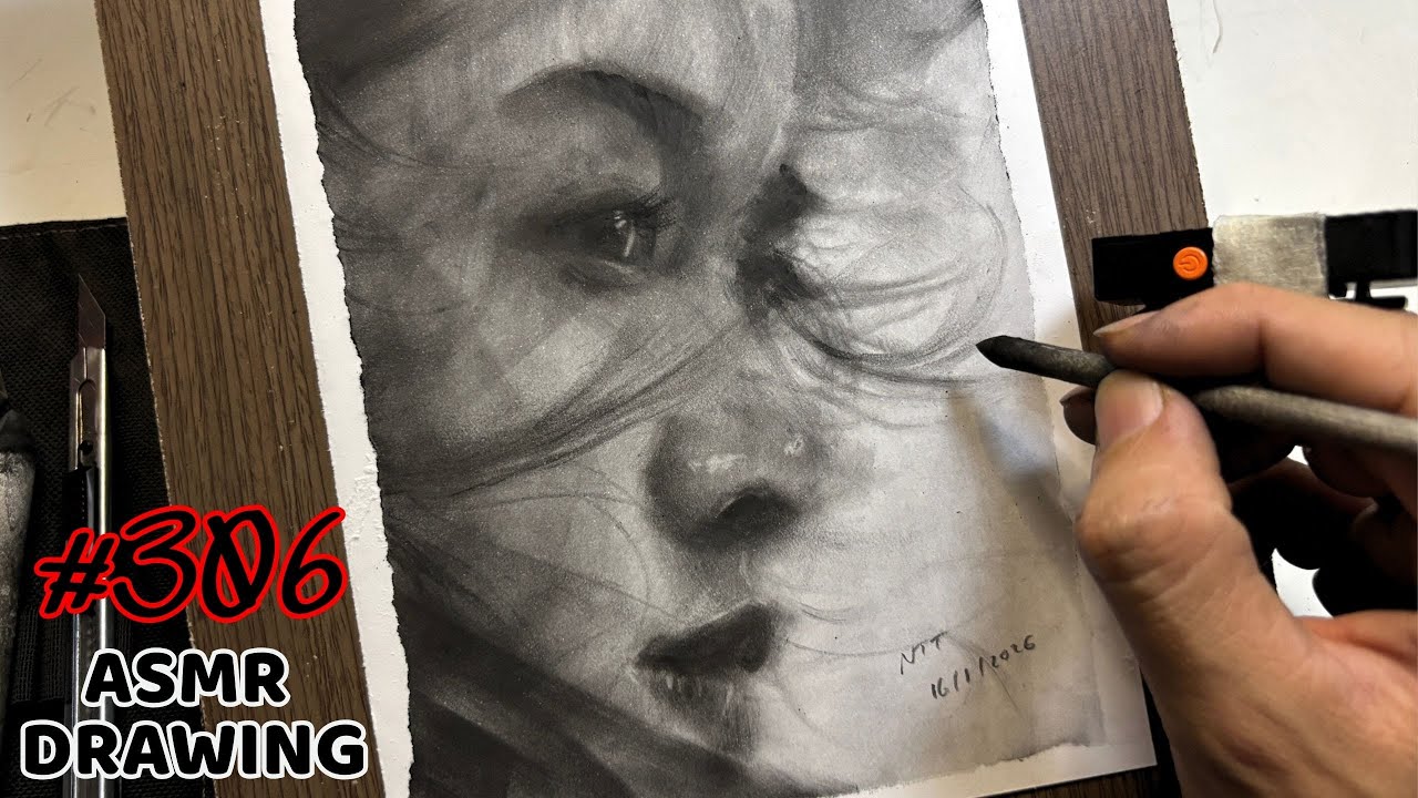 Charcoal #306: ASMR DRAWING & RELAX