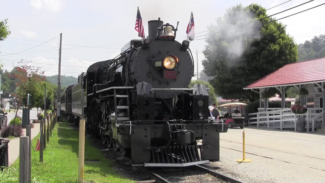 Great Smoky Mountains Railroad with #1702 Tuckasegee River Excursion, July 2018