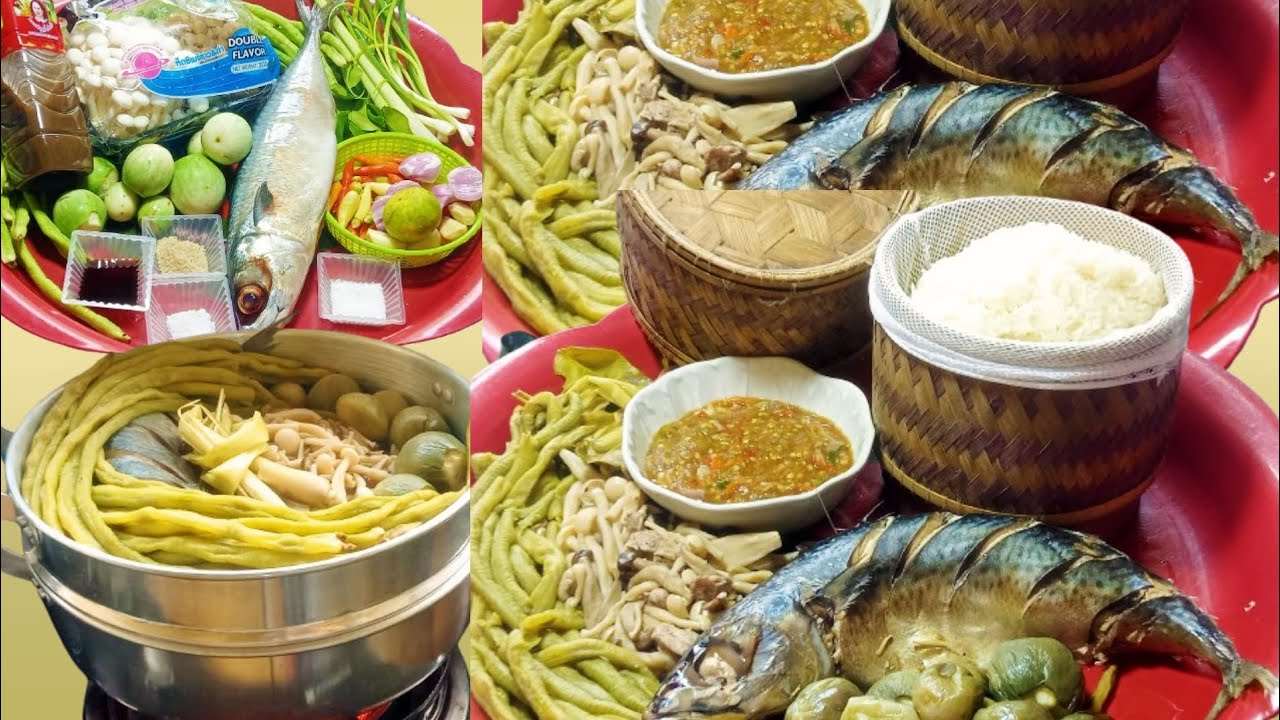 ทำถึงมาก นึ่งปลาซาบะกินกับแจ่วปลาร้าผักนึ่งมากมาย #อาหารอีสานแซ่บๆนัวข้าวเหนียวนึ่งฮ้อนๆ