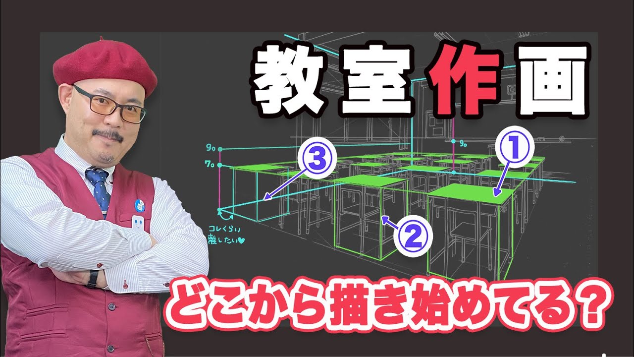 【描き順】〇〇から描かないで、○○をイメージして描けば歪まない！／パースやアイレベル・漫画背景の描き方～原宿の漫画教室～
