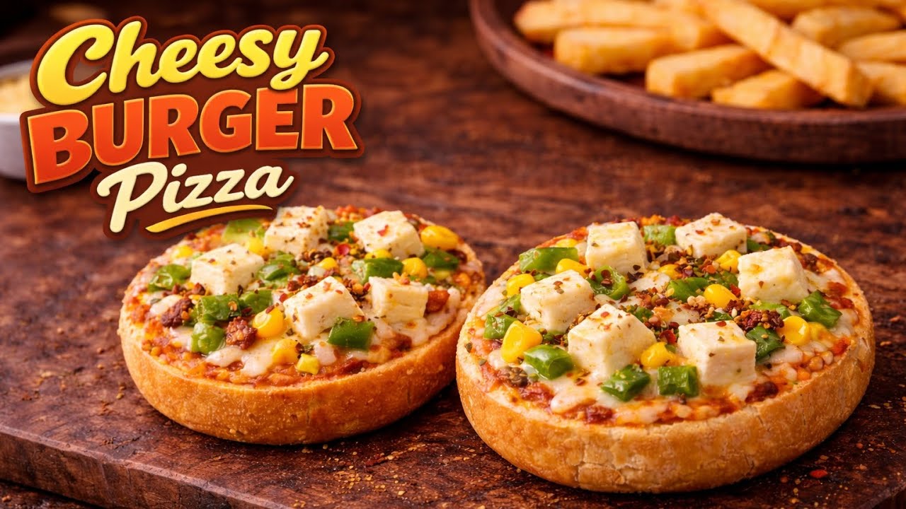 Cheesy Burger Pizza | Cheesy Bun Pizza – The Ultimate Fusion Treat! 🍔🍕