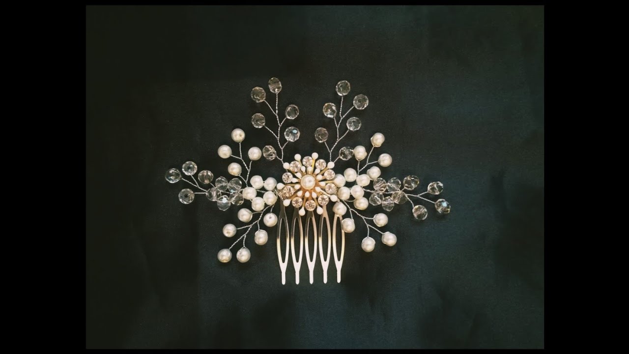 accessoire cheveux/tocado/DIY wedding hair comb /اكسسوارات شعر العروس: طريقة عمل هيدبيس للعروسه