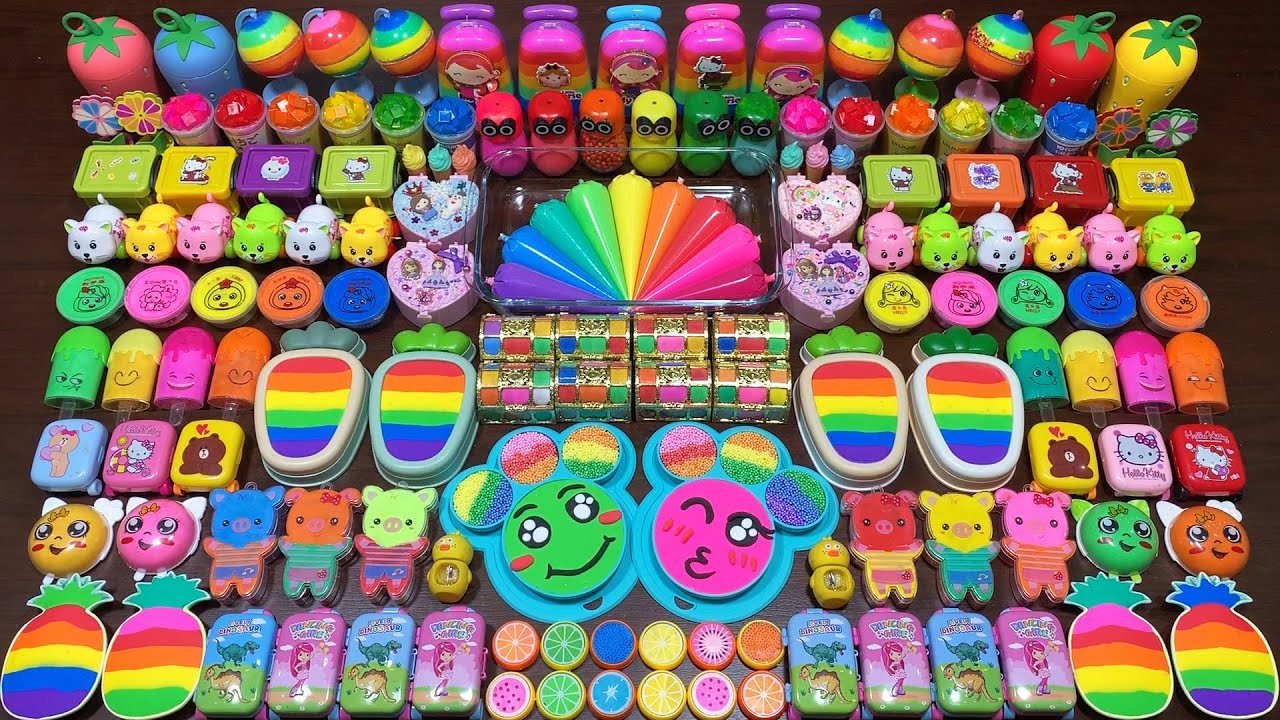 SATISFYING WITH CLAY PIPING BAG & GLITTER | Mixing Random Things Into GLOSSY Slime #1990