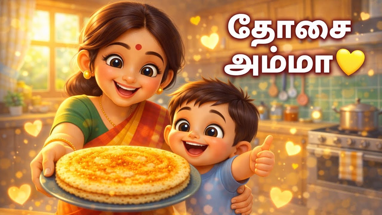 தோசை அம்மா சுட்ட தோசை | Tamil Kids Rhyme | Dosa Amma Song | 3D Pixar Animation